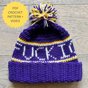 Patrón: Gorro de crochet FUCK ICE - Descarga inmediata + Vídeo