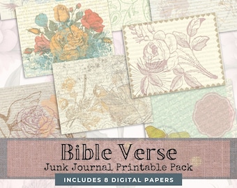 Bible Verse Printable Pages | Christian Junk Journal Kit | Bible Digitals