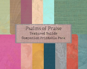 Psalms of Praise Coordinating Textured Solids Printable Paper Pack | Junk Journaling Digital Pages