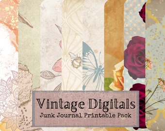 Vintage Digitals Junk Journal Printable Pack | Printable Journal Paper | Vintage Junk Journal Kit