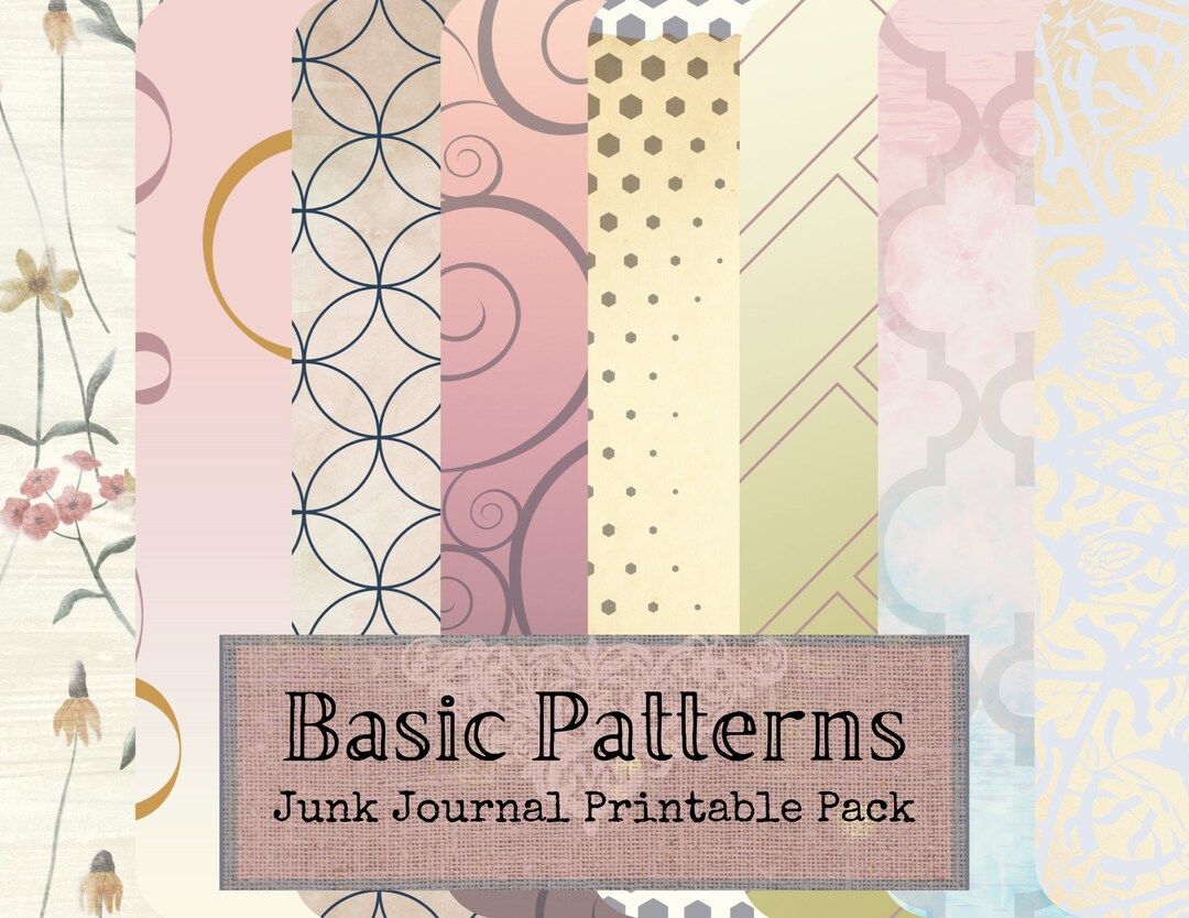 Printable Patterned Junk Journal Pages: Floral & Geometric (digital ...