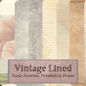 Vintage Lined Junk Journal Pages | Junk Journal Starter Kit | Printable Junk Journal Lined Pages