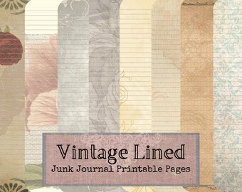 Vintage Lined Junk Journal Pages: Starter Kit (Digital Download)