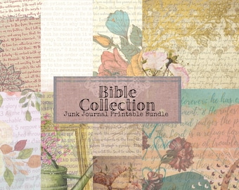 Bible Junk Journal Bundle | Bible Journal Printable Background Pages | Bible Junk Journal Collection | 8 Bible Junk Journal Packs!