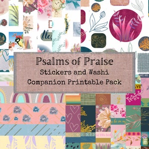 Psalmen van lof coördinerende stickers en Washi digitaal afdrukbaar pakket | Junk Journal afdrukbare stickers | Afdrukbare Bijbelstickers