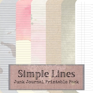 Pacchetto stampabile Junk Journal di linee semplici / Download digitale Junk Journal / Documenti a righe stampabili