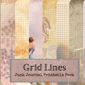 Grid Lines Junk Journaling Pages | Printables | Junk Journal Digital Kit