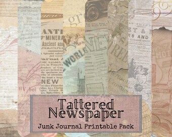 Tattered Newspaper Junk Journal Printable Pages | Vintage Newspaper Digital Kit