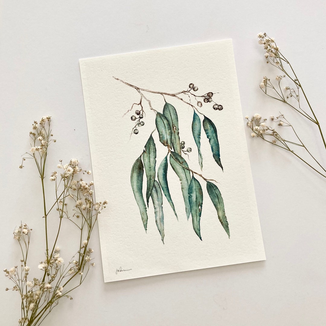A5 Gum Leaves Art Print Watercolour Gum Leaves Painting Watercolour — free download