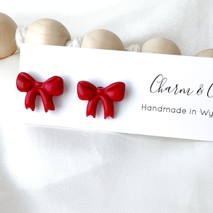 Red Bow Stud Earrings, Hypoallergenic Metal, Teacher Jewelry