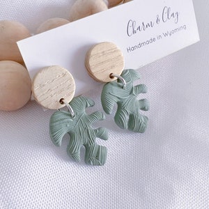 Monstera leaf earring | leaf earring | clay earrings |