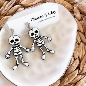 Skeletthängande örhängen, lätta Halloween-dödskalleörhängen