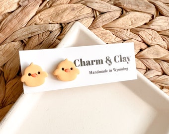Easter Chick Earrings, Polymer Clay Studs