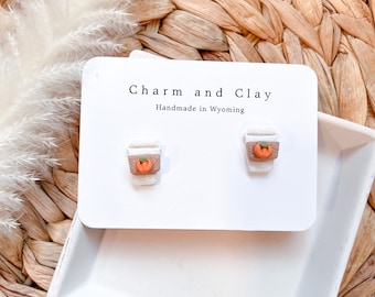Pumpkin Spice Latte Stud Earrings | Fall Coffee Jewelry