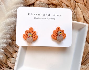 Handmade Turkey Earrings | Painted Thanksgiving Jewelry