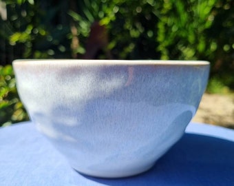 Upcycled white/blue-ish candle bowl