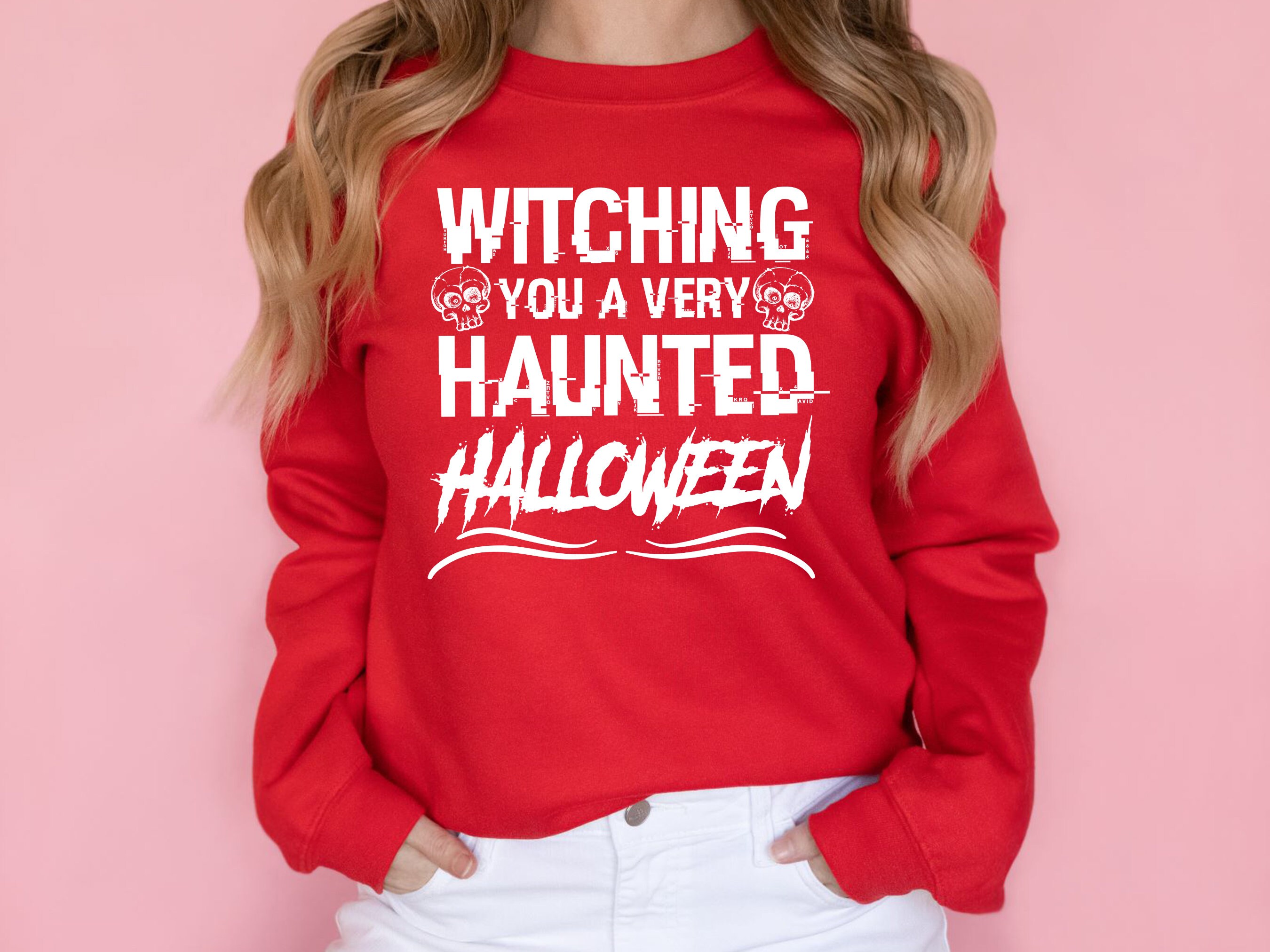 Witching You A Very Haunted Halloween Sweatshirt | Halloween Party | Scary  Halloween Witching Shirt | Halloween Sweater