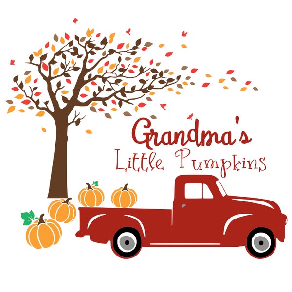 Grandma's Little Pumpkins with signature red truck cut file PNG, JPG, PDF