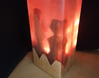 Wood, epoxy resin, resin, LED lamp, art lamp, light, epoxy lamp, resin lamp, resin night light, table lamp