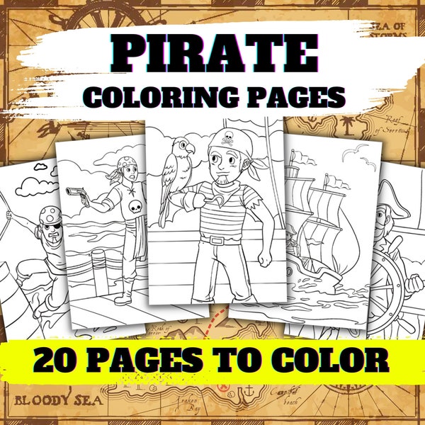 Pirate Coloring Pages for Kids & Adults! 20 Pirate-Themed Designs to Color. Pirate Coloring Book Instant Download. Print and Color. PDF Form