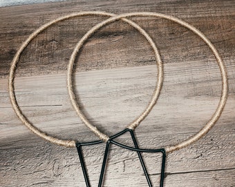 Round Metal Trellis Hand Wrapped in Natural Jute Twine