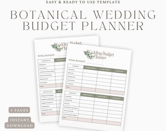 Printable Botanical Wedding Budget Planner for Brides | PDF Template | Instant Digital Download