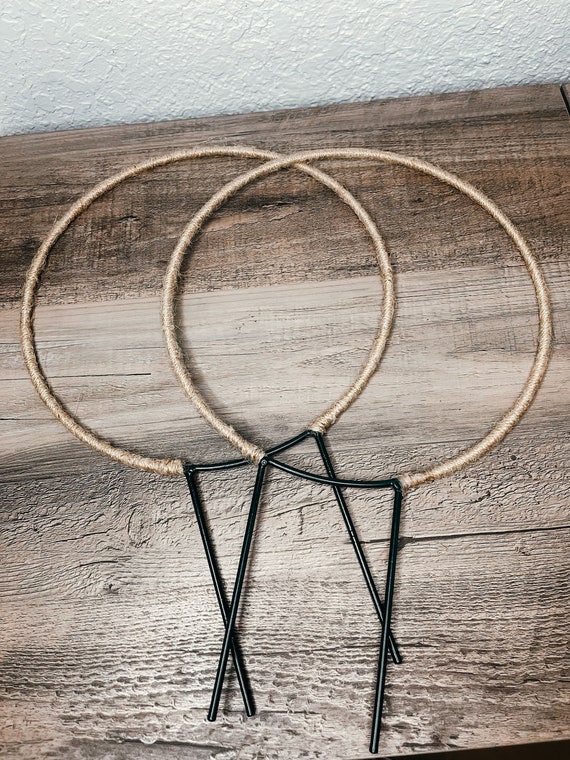 Round Metal Trellis Hand Wrapped in Natural Jute Twine