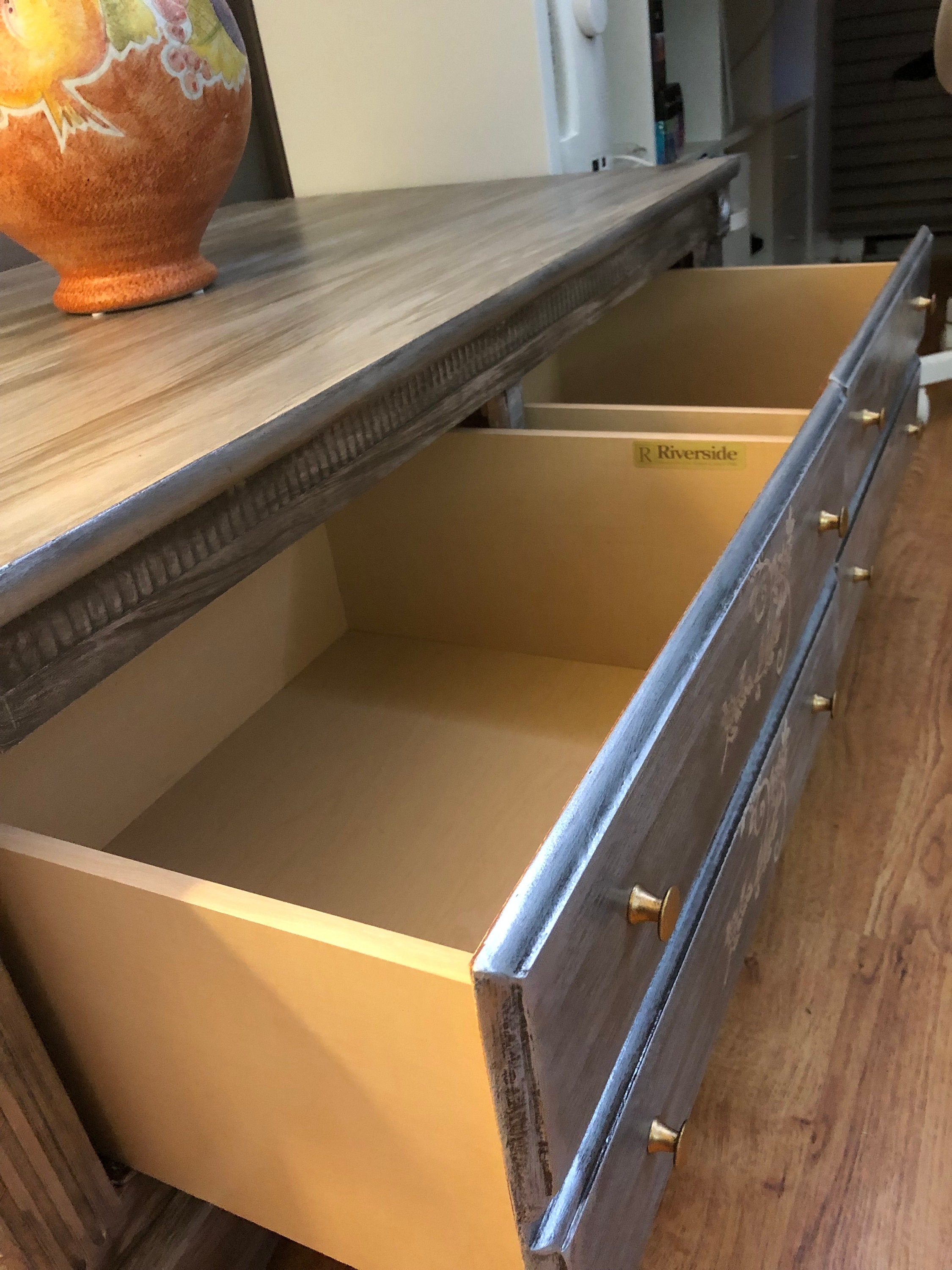 Living Room Distressed Table With Storage Drawers, Wooden Coffee Table