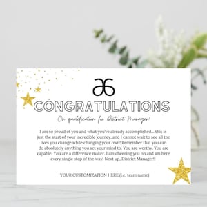 Arbonne | Gefeliciteerd Card | DMQ | 6'' x 4'' | Voorbeeldkaarten | Digitale download | Afdrukbare | Download + Print | Arbonne Zakelijk