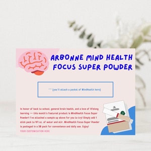 Arbonne | ENVP Mo Boeger Geïnspireerd | Mind Health Sample Card | Terug naar school | Aanpasbare | 5,5'' x 4'' Instant Digital Download | Bruisen