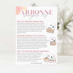 Arbonne | Nutrition Sample Kit | Sample Cards | 5&#39;&#39; x 7&#39;&#39; Digital Download | Printable | Download + Print | Arbonne Business