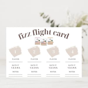 Arbona | Cartão do vôo da vara de Fizz de <br> Entrega Rápida? Cores Neutras | Cartões de eventos | 30 dias | 6'' x 4'' Download Digital Instantâneo | Fizz | 4 sabores