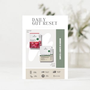 Arbonne | “Daily Gut Reset” Groene Synergie + Fizz Bundel Voorbeeldkaart | 5'' x 7'' digitale download | Afdrukbaar | Arbonne-bedrijf | 30 dagen