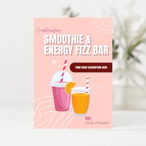 Arbonne | Event Card | Smoothie &Fizz Bar | Digitale | Arbonne Gift | Onmiddellijke download + | afdrukken Gewoonte