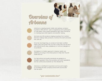 Arbonne | Unternehmensübersicht | Musterkarten | 13x18 cm Digitaler Download | Druckbare | Download + Ausdrucken | Arbonne Geschäft