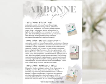 Arbonne | True Sport Sample Kit | Musterkarten | 5'' x 7'' Digitaler Download | Druckbare | Download + Print | Arbonne Business