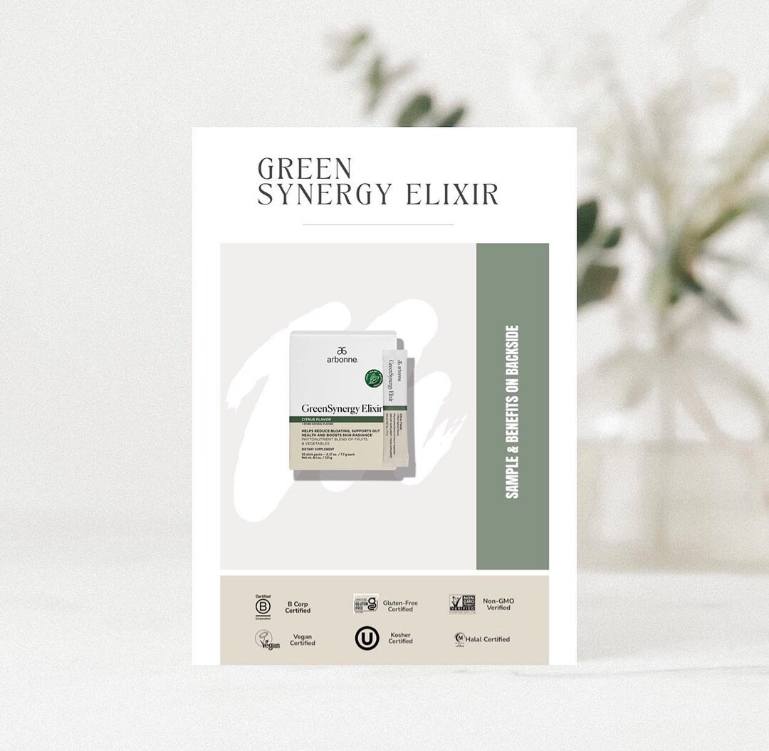 Arbonne | Green Synergy Sample Card | 5'' X7'' Digital Download ...