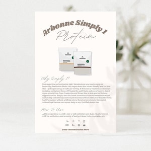 Arbonne | Simply1 Eiwit | Voorbeeldkaart | 4'' x 6'' Instant Digitale Download | 30-daagse | Arbonne Cadeau