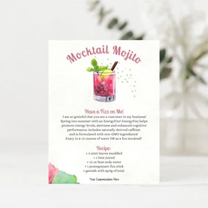 Arbonne | Mocktail Mojito Postcard | Arbonne Products | 4'' x 6'' Digital File | Printable | Immediate Download + Print | Custom