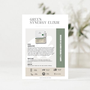 Arbonne | Cartão de amostra Green Synergy com comparação | Download digital de 5'' x7'' | Para impressão | Download + impressão | Arbonne Business | 30 dias