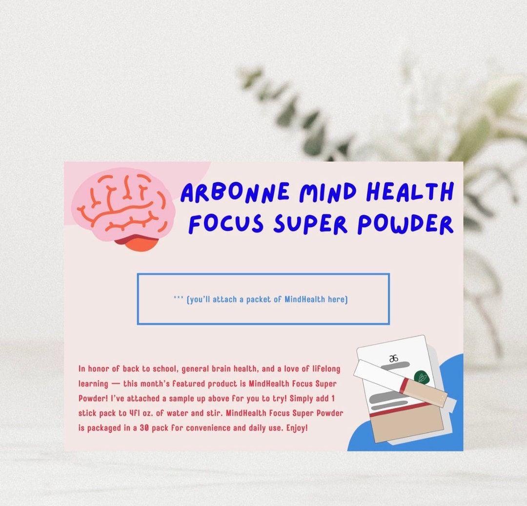 Arbonne Original Mind Health Sample Card Back to School