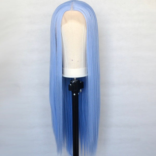 Kylie Jenner Long Blue Wig For Women | Light Blue Wig