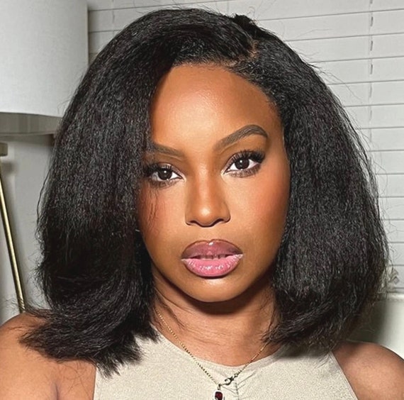 Raw Yaki Lace Front Bob Wig | 180% Density (black. 1B Colour  display picture 1