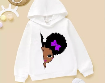 Sweat à capuche Peak A Boo pour enfants | Pullover | Top à capuche Afro Puffs à manches longues