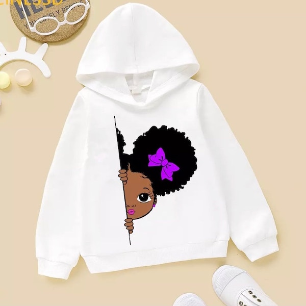 Children’s Peak A Boo Hoodie | Pullover | Long sleeve Afro Puffs Hooded top