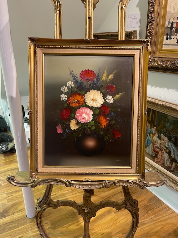Beautiful Flowers Original OIL Painting in Gold Gilt Frame