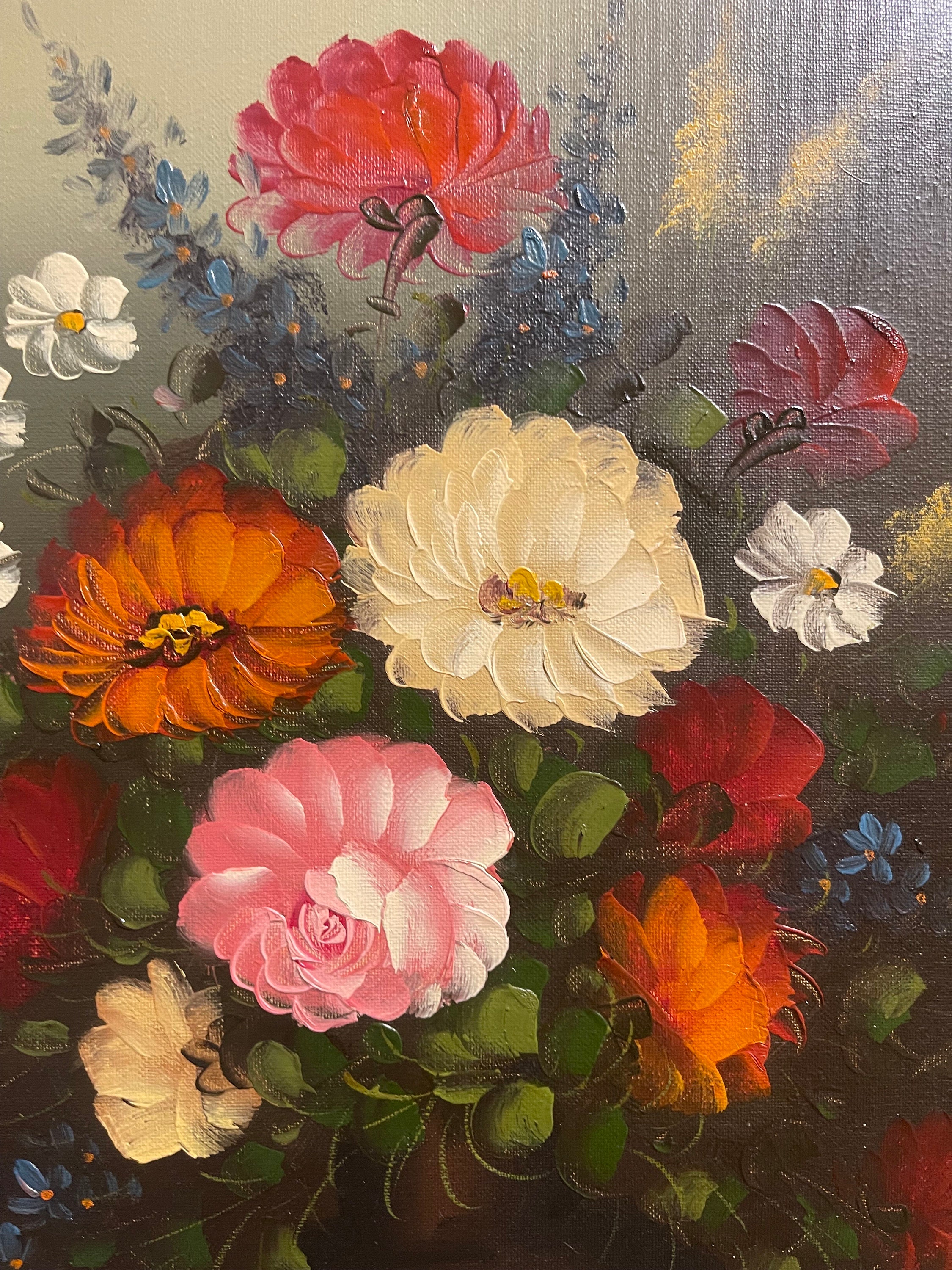 Beautiful Flowers Original OIL Painting in Gold Gilt Frame