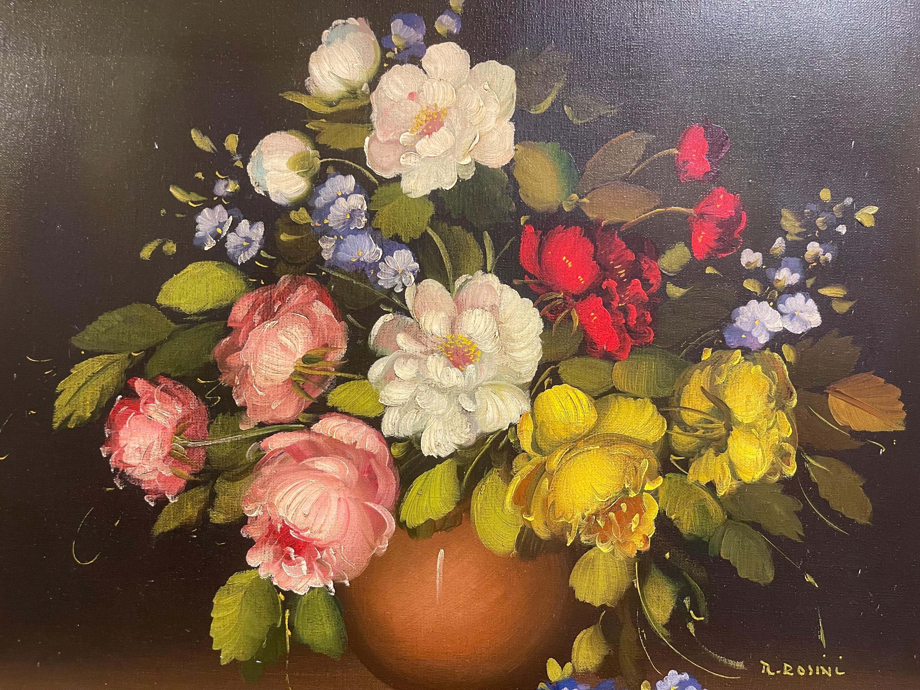 絵画 Oil painting of beautiful flowers. Beautiful Flowers Original OIL Painting in Gold Gilt Frame