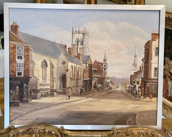 ORIGINAL Oil Painting Dorchester Highsteet signed and Framed 1984
