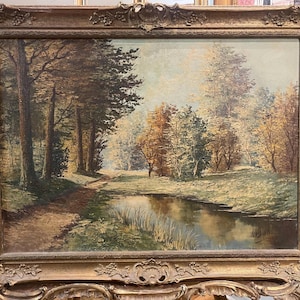 Original Oil Painting Forest Impressionism 20th Century In beautiful Frame